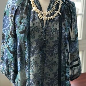 Joie Semi-Sheer Floral Blouse